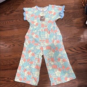 Matilda Jane Floral Kids Jumpsuit - Blue and Orange
